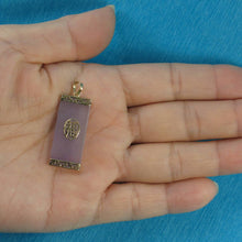 Load image into Gallery viewer, 14k Gold Joy Rectangle Purple Jade Pendant