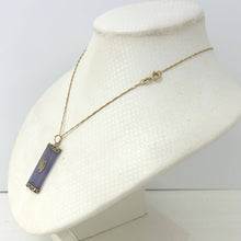 Load image into Gallery viewer, 14k Gold Joy Rectangle Purple Jade Pendant