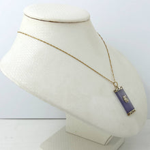 Load image into Gallery viewer, 14k Gold Joy Rectangle Purple Jade Pendant