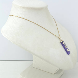 14k Yellow Gold Lavender Jade Love, Joy & Longevity Pendant