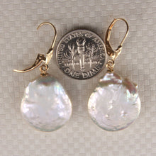 Load image into Gallery viewer, 14K Yellow Gold White Coin Pearl Dangle Earrings (Heavier Set)