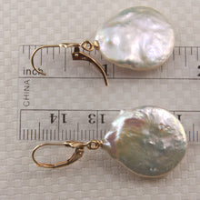 Load image into Gallery viewer, 14K Yellow Gold White Coin Pearl Dangle Earrings (Heavier Set)