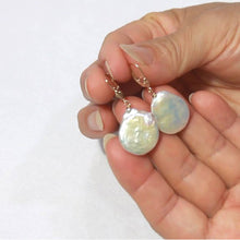 Load image into Gallery viewer, 14K Yellow Gold White Coin Pearl Dangle Earrings (Heavier Set)