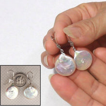 Load image into Gallery viewer, 14K White Gold White Coin Pearl Dangle Earrings (Elegant Drop)