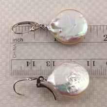 Load image into Gallery viewer, 14K White Gold White Coin Pearl Dangle Earrings (Elegant Drop)