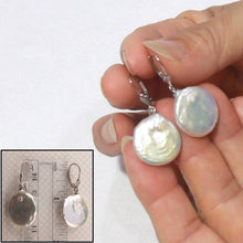 Load image into Gallery viewer, 14K White Gold Large Coin Pearl Dangle Earrings