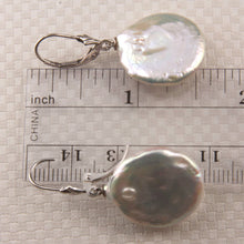 Load image into Gallery viewer, 14K White Gold Large Coin Pearl Dangle Earrings