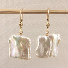 Load image into Gallery viewer, 14K Yellow Gold White Coin Pearl Dangle Earrings (16mm)