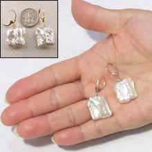 Load image into Gallery viewer, 14K Yellow Gold White Coin Pearl Dangle Earrings (16mm)