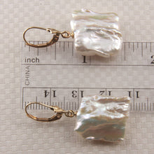 Load image into Gallery viewer, 14K Yellow Gold White Coin Pearl Dangle Earrings (16mm)