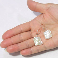 Load image into Gallery viewer, 14K Yellow Gold White Coin Pearl Dangle Earrings (16mm)