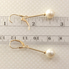 Load image into Gallery viewer, 14K Yellow Gold Leverback White Pearl Twist Tube Earrings (8–8.5mm)
