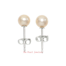 Load image into Gallery viewer, 14K White Gold 4.5-5mm Peach Cultured Pearl Stud Earrings