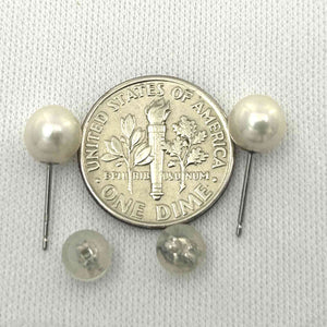 14K White Gold 4.5-5mm White Cultured Pearl Stud Earrings