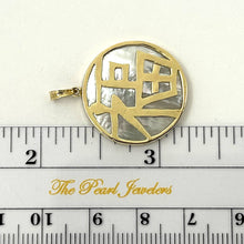 Load image into Gallery viewer, 14k Solid Yellow Gold Mother of Pearl “Blessing (Fu)” Disc Pendant Necklace