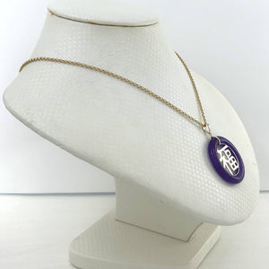 14k Solid Yellow Gold Purple Jade Good Fortune Donut Pendant
