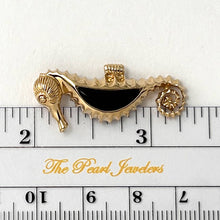 Load image into Gallery viewer, 14k Solid Yellow Gold Seahorse Design Black Onyx Pendant Necklace