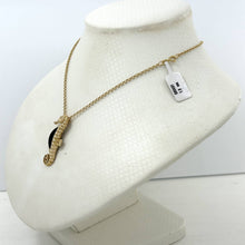 Load image into Gallery viewer, 14k Solid Yellow Gold Seahorse Design Black Onyx Pendant Necklace