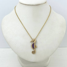 Load image into Gallery viewer, 14k Gold Seahorse Design Lavender Jade Pendant Necklace