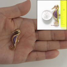 Load image into Gallery viewer, 14k Gold Seahorse Design Lavender Jade Pendant Necklace