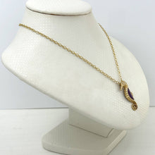 Load image into Gallery viewer, 14k Gold Seahorse Design Lavender Jade Pendant Necklace