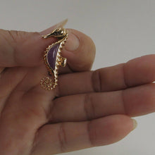 Load image into Gallery viewer, 14k Gold Seahorse Design Lavender Jade Pendant Necklace