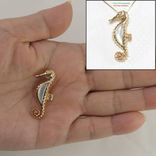 Load image into Gallery viewer, 14k Solid Yellow Gold Seahorse Design White Mother of Pearl Pendant Necklace
