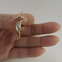 Load image into Gallery viewer, 14k Solid Yellow Gold Seahorse Design White Mother of Pearl Pendant Necklace