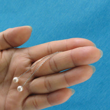 Load image into Gallery viewer, 14K White Gold White Pearl Threader Chain Earrings