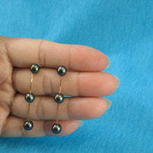 Load image into Gallery viewer, 14K Yellow Gold Tin-Cup Black Pearl Dangle Earrings (6-Pearl Design)