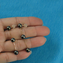 Load image into Gallery viewer, 14K Yellow Gold Tin-Cup Black Pearl Dangle Earrings (6-Pearl Design)