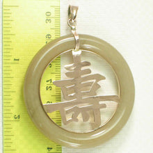 Load image into Gallery viewer, 14k Gold Vintage Longevity Jadeite Donut Pendant