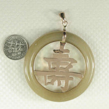 Load image into Gallery viewer, 14k Gold Vintage Longevity Jadeite Donut Pendant