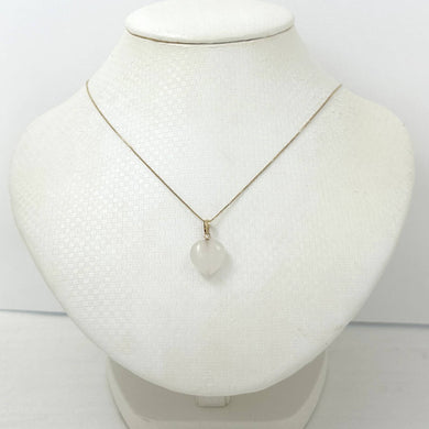 14k Gold White Jade Heart Pendant
