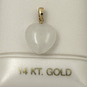 14k Gold White Jade Heart Pendant