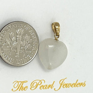 14k Gold White Jade Heart Pendant