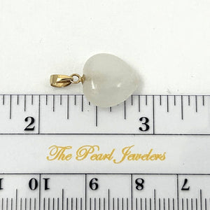 14k Gold White Jade Heart Pendant