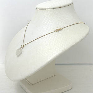 14k Gold White Jade Heart Pendant