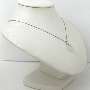 14k Gold White Jade Heart Pendant