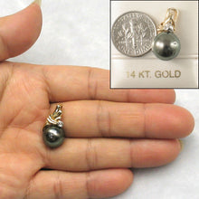 Load image into Gallery viewer, 14k Gold Wing-Bale Black Tahitian Pearl &amp; Diamond Pendant