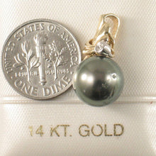 Load image into Gallery viewer, 14k Gold Wing-Bale Black Tahitian Pearl &amp; Diamond Pendant
