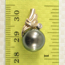 Load image into Gallery viewer, 14k Gold Wing-Bale Black Tahitian Pearl &amp; Diamond Pendant