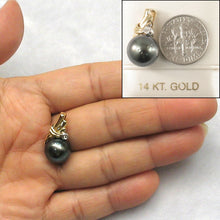 Load image into Gallery viewer, 14k Gold Wing-Bale Black Tahitian Pearl &amp; Diamond Pendant