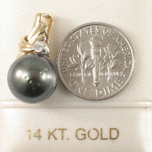Load image into Gallery viewer, 14k Gold Wing-Bale Black Tahitian Pearl &amp; Diamond Pendant