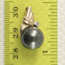 Load image into Gallery viewer, 14k Gold Wing-Bale Black Tahitian Pearl &amp; Diamond Pendant