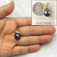 Load image into Gallery viewer, 14k Gold Wing-Bale Black Tahitian Pearl &amp; Diamond Pendant