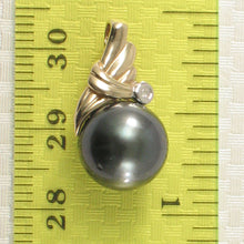 Load image into Gallery viewer, 14k Gold Wing-Bale Black Tahitian Pearl &amp; Diamond Pendant