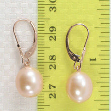 Load image into Gallery viewer, 14K Rose Gold Pink Pearl Leverback Earrings (9–10mm)