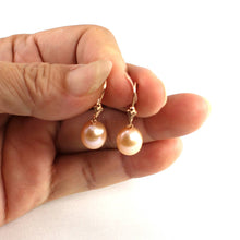 Load image into Gallery viewer, 14K Rose Gold Pink Pearl Leverback Earrings (9–10mm)
