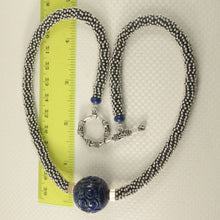 Load image into Gallery viewer, 22mm Lapis Lazuli &amp; 14k Gold with Silver Bali Spacer Necklace